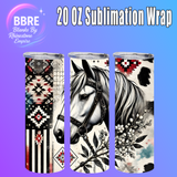 Floral Horse 20 OZ Sublimation Transfer