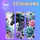 Floral Horse 20 OZ Sublimation Transfer