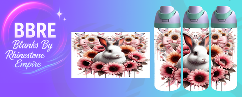 Rabbit 24 OZ Sublimation Water Bottle Wrap