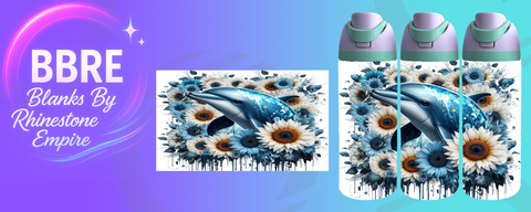 Dolphin 24 OZ Sublimation Water Bottle Wrap