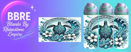 Turtle 24 OZ Sublimation Water Bottle Wrap