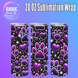 Purple Dog Paw 20 OZ Sublimation Transfer
