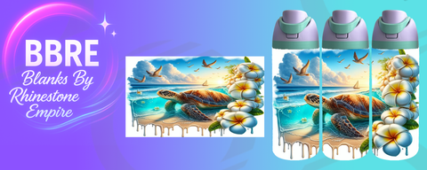 Turtle 24 OZ Sublimation Water Bottle Wrap
