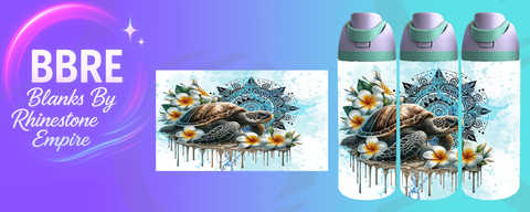 Turtle 24 OZ Sublimation Water Bottle Wrap