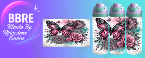 Butterfly 24 OZ Sublimation Water Bottle Wrap