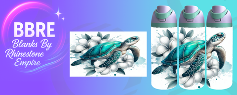 Turtle 24 OZ Sublimation Water Bottle Wrap