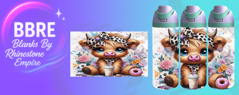 Cow 24 OZ Sublimation Water Bottle Wrap