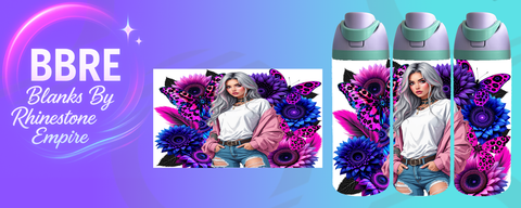Tattoo Girl 24 OZ Sublimation Water Bottle Wrap