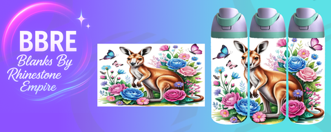 Kangaroo 24 OZ Sublimation Water Bottle Wrap
