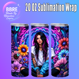 Tattoo Floral Girl 20 OZ Sublimation Transfer