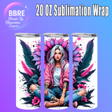 Tattoo Floral Girl 20 OZ Sublimation Transfer
