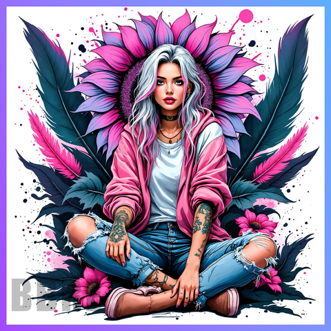 Tattoo Floral Girl 20 OZ Wrap