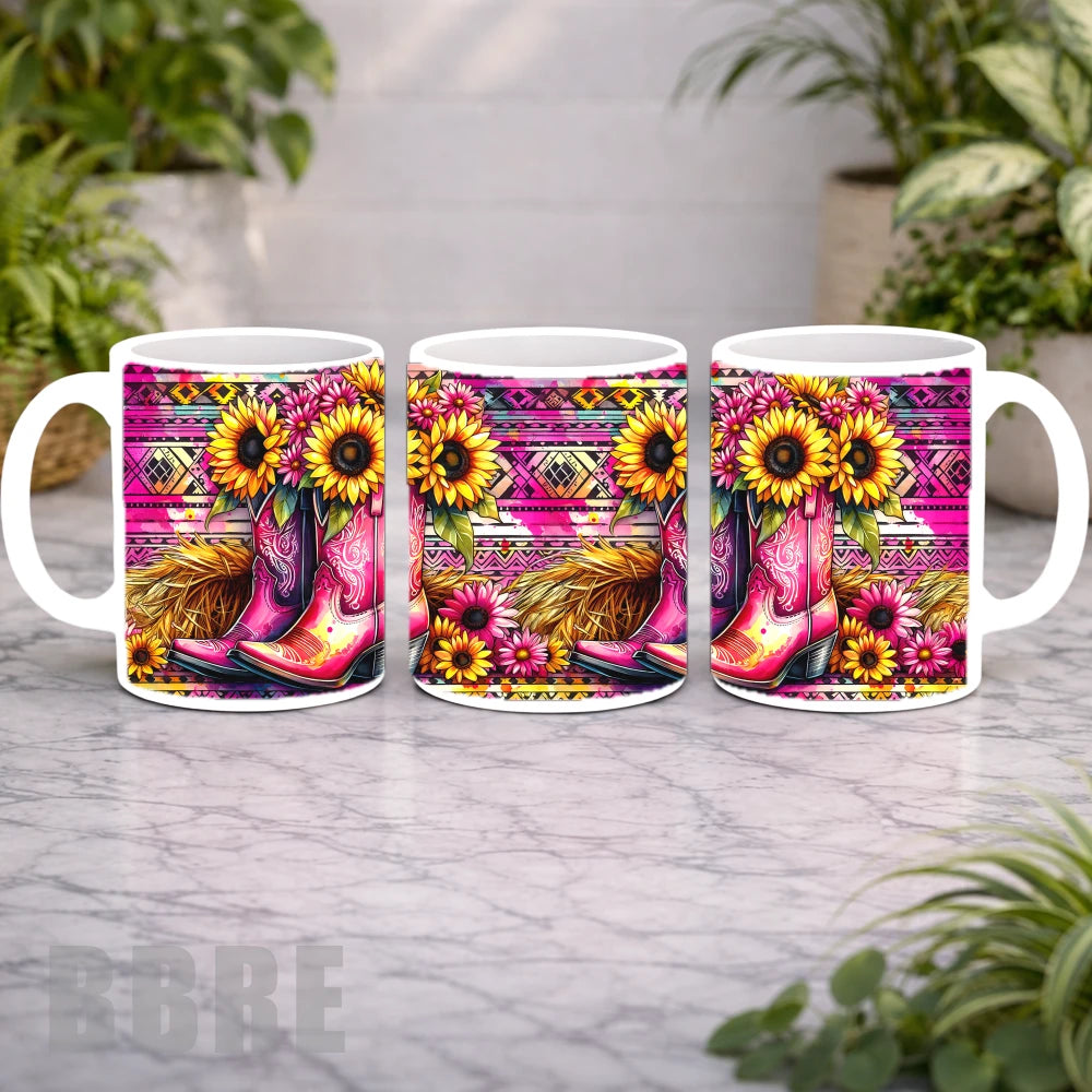 Floral Cowboy Boots 2 Mockup Product Photo