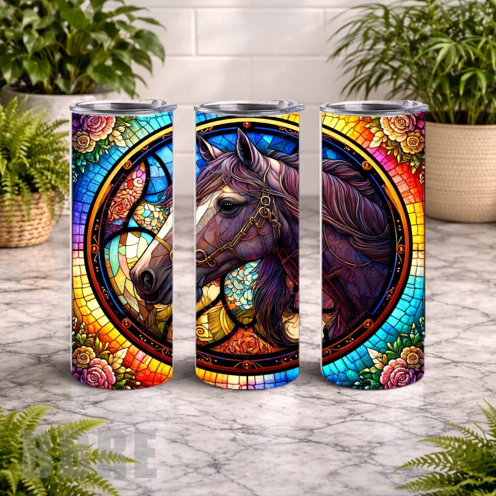 Stained Glass Horse 15 OZ Straight Wrap