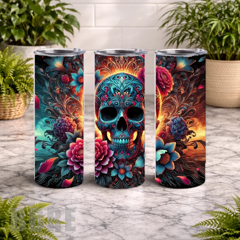 Floral Skull 40 15 OZ Straight Wrap