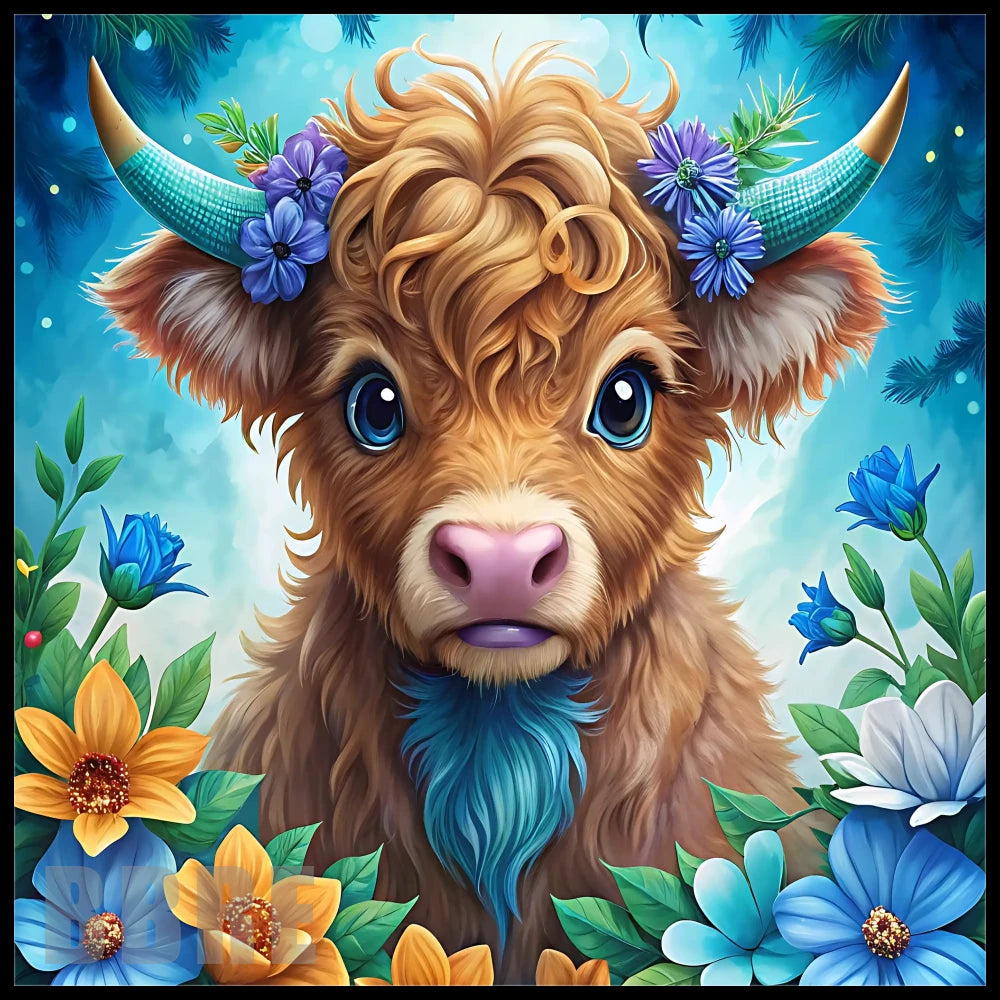 Floral Highland Cow 15 OZ Straight Wrap