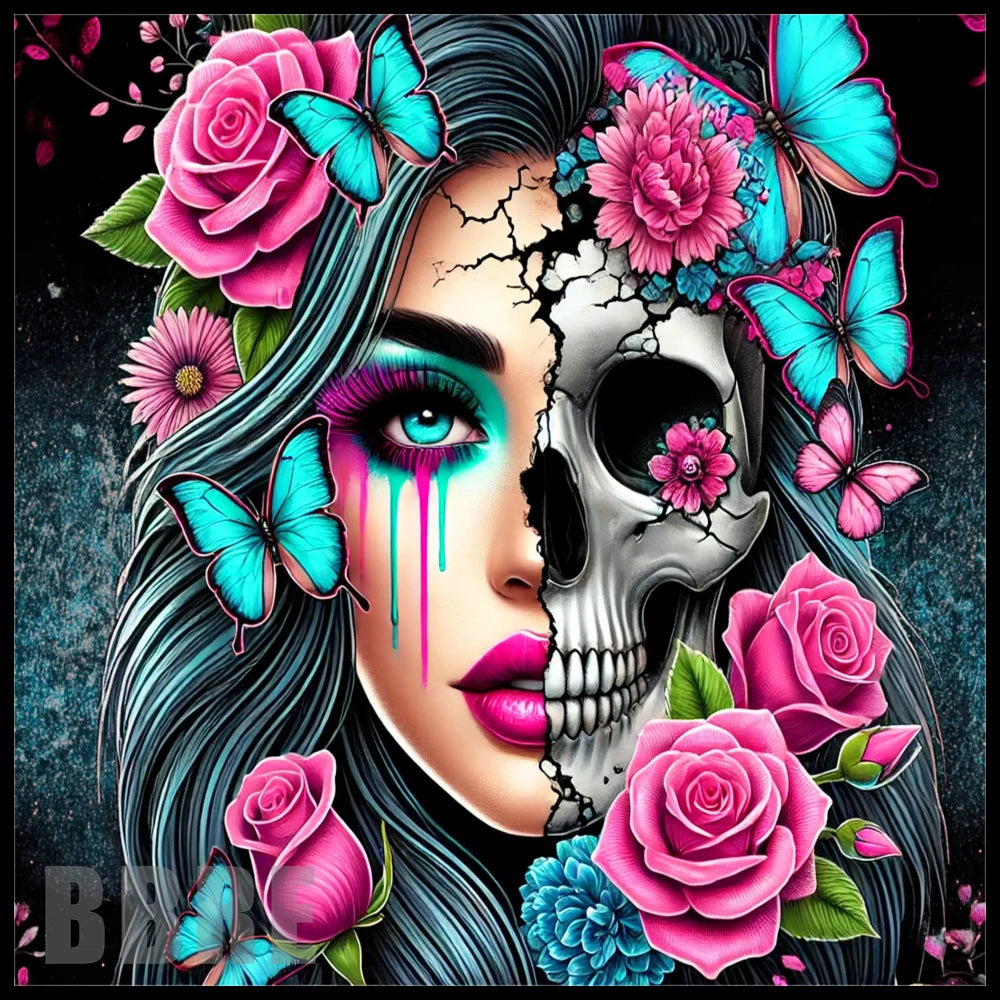 Skull Floral 2 15 OZ Straight Wrap