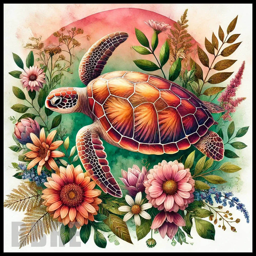 Turtle Floral 15 OZ Straight Wrap