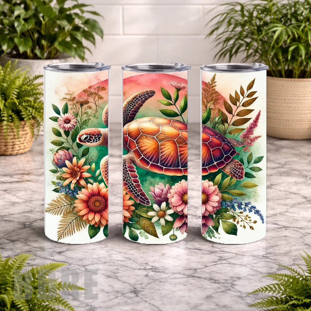 Turtle Floral 15 OZ Straight Wrap