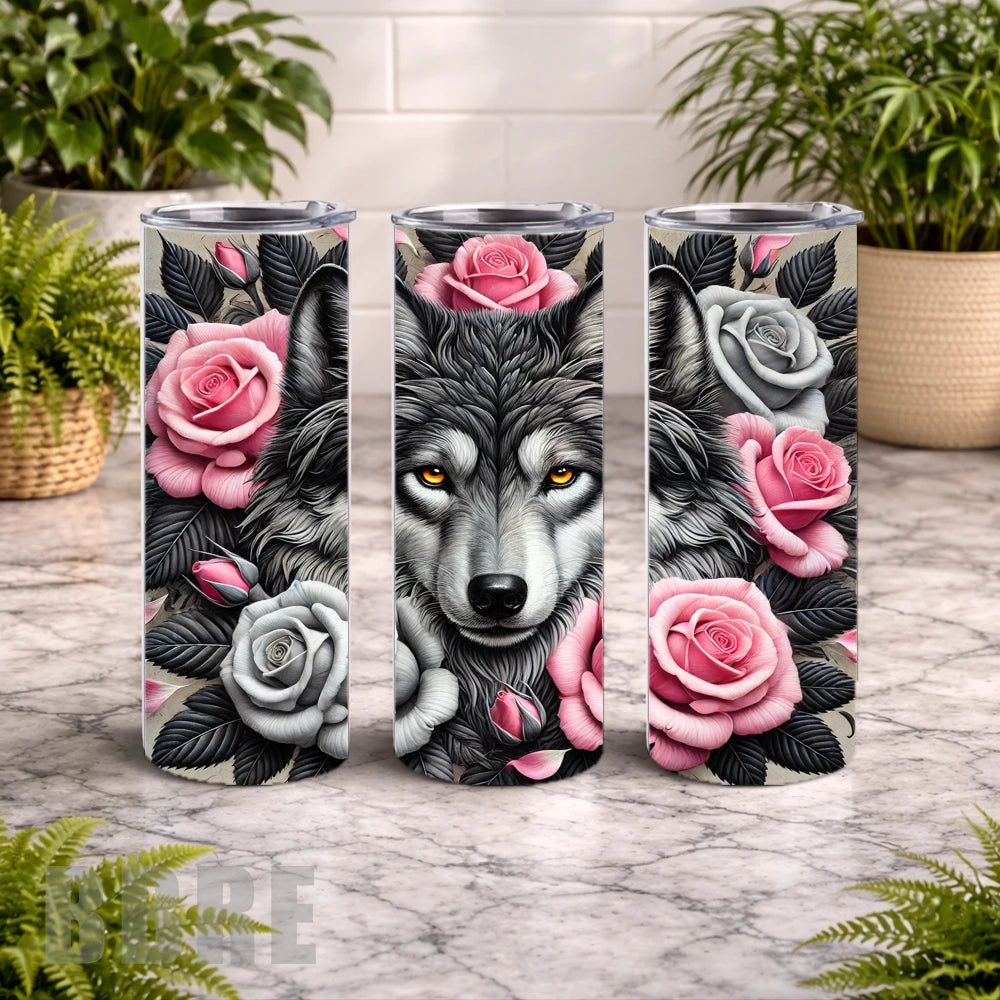 Wolf Roses 15 OZ Straight Wrap