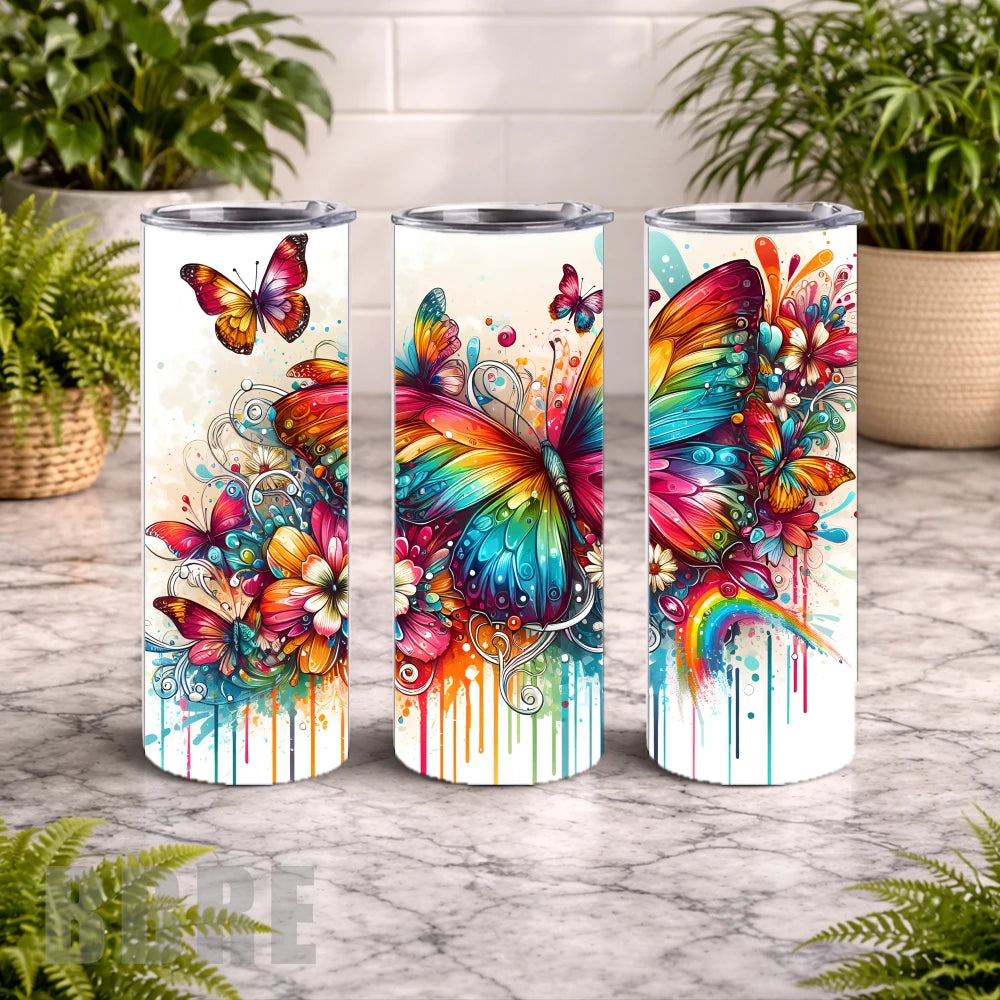 Colorful Butterflies 3 15 OZ Straight Wrap