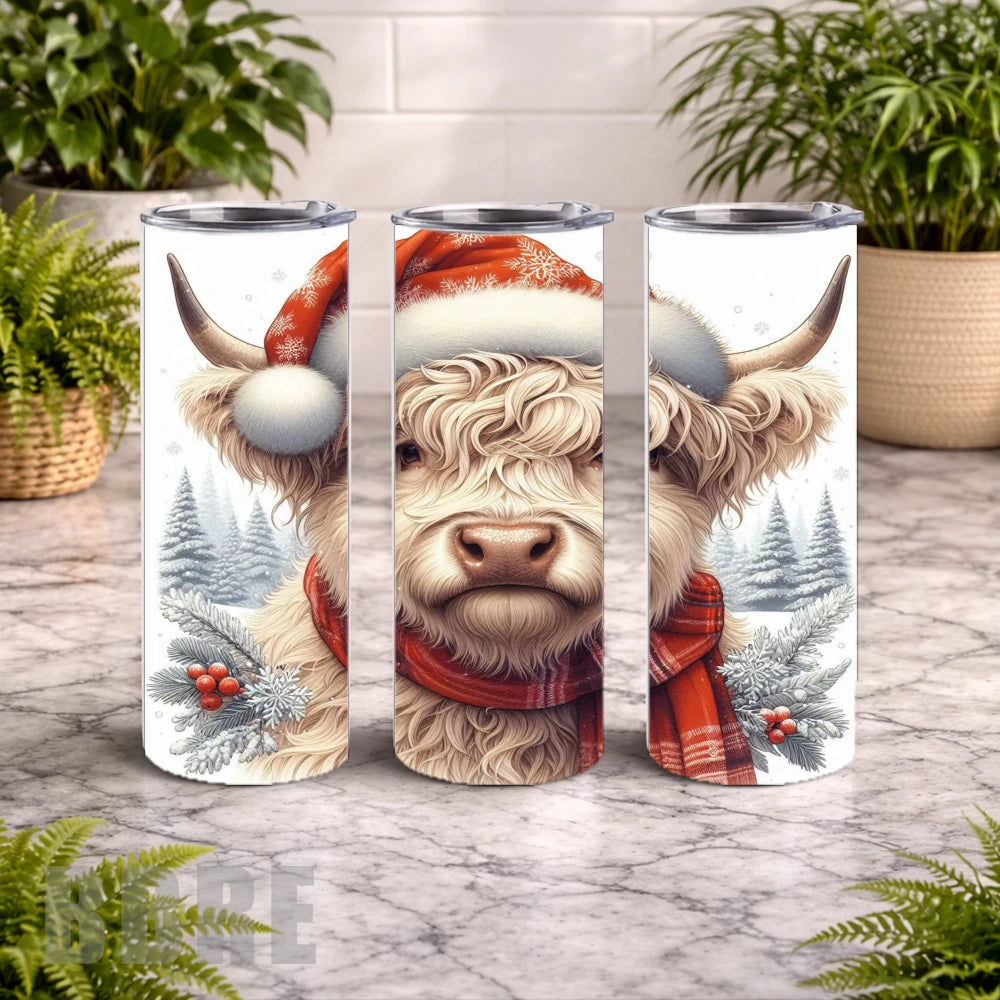 Festive Highland Cow 15 OZ Straight Wrap