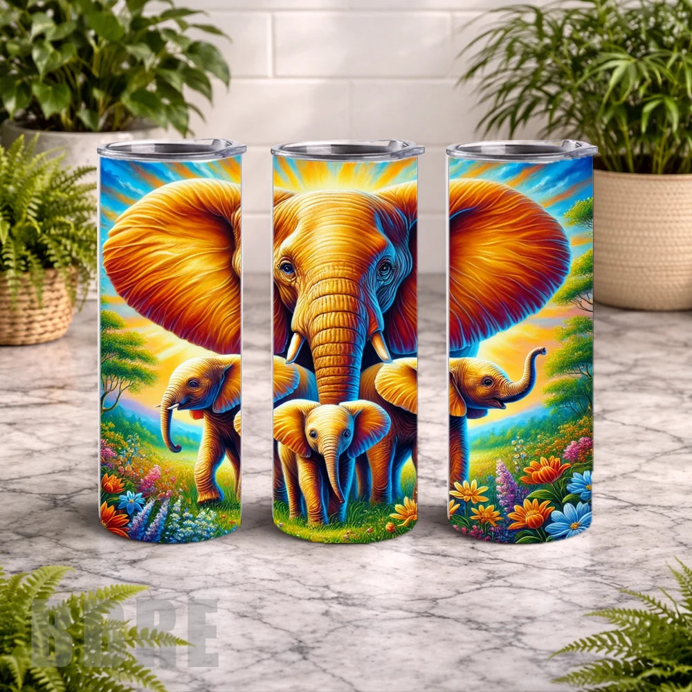 Vibrant Elephants 15 OZ Straight Wrap
