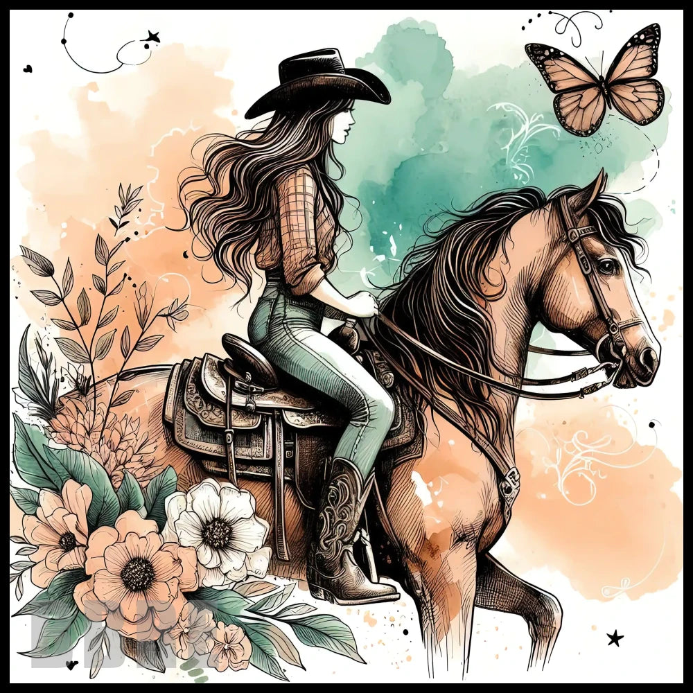 Cowgirl Riding 15 OZ Straight Wrap