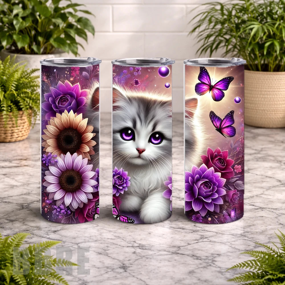 Floral Kitty 15 OZ Straight Wrap