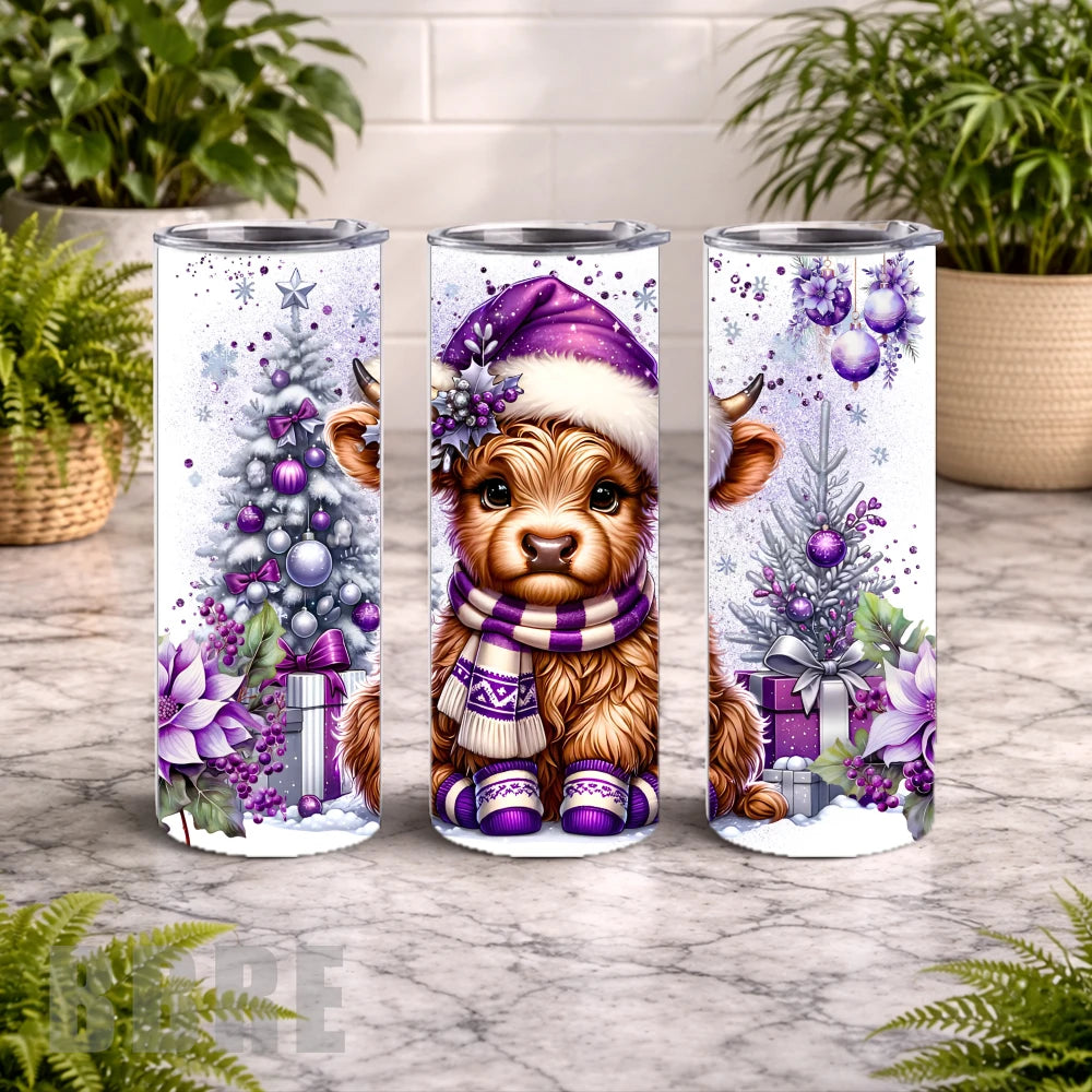 Festive Highland Cow 3 15 OZ Straight Wrap
