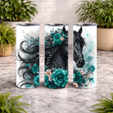 Floral Black Horse 15 OZ Straight Wrap