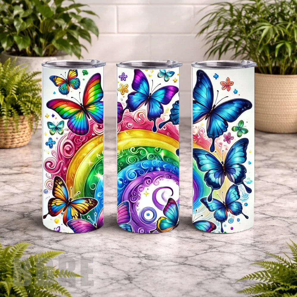 Butterfly Rainbow 15 OZ Straight Wrap