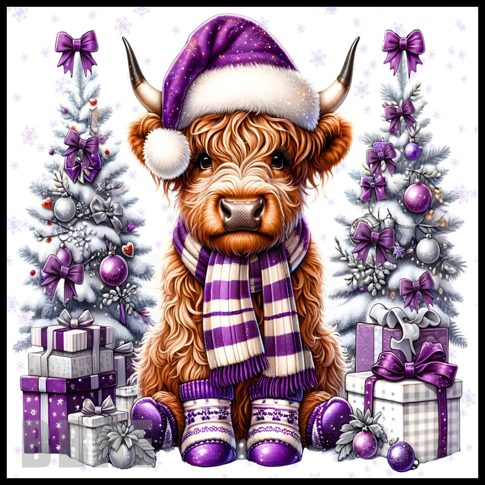 Festive Highland Cow 4 15 OZ Straight Wrap
