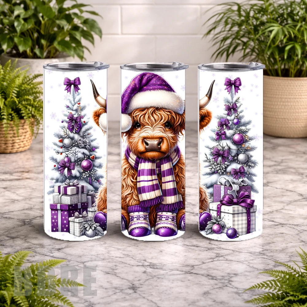 Festive Highland Cow 4 15 OZ Straight Wrap