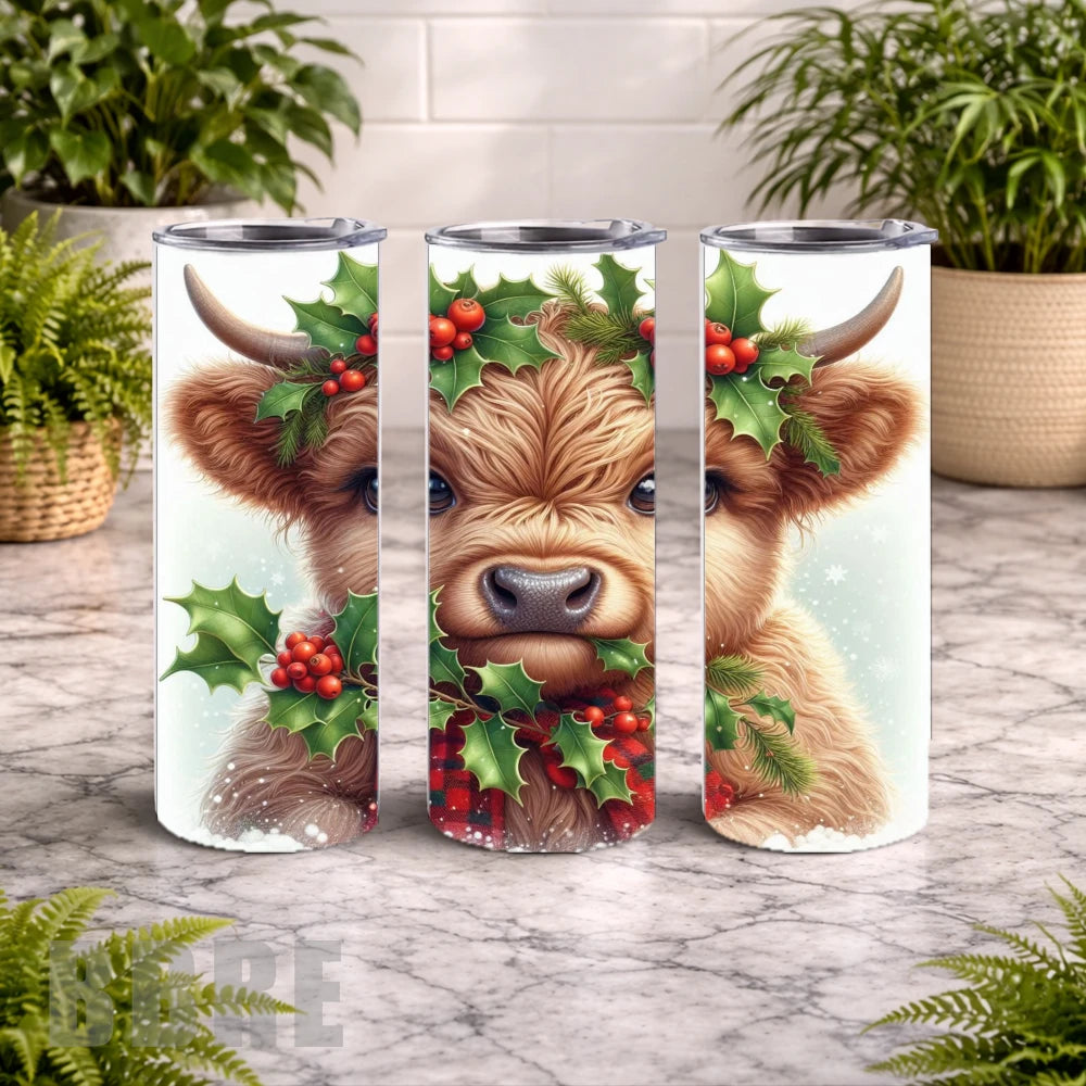 Festive Highland Cow 6 15 OZ Straight Wrap