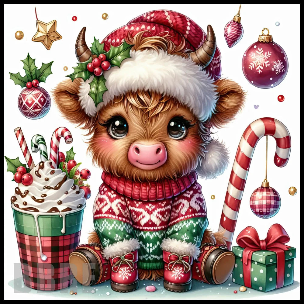 Festive Highland Cow 7 15 OZ Straight Wrap
