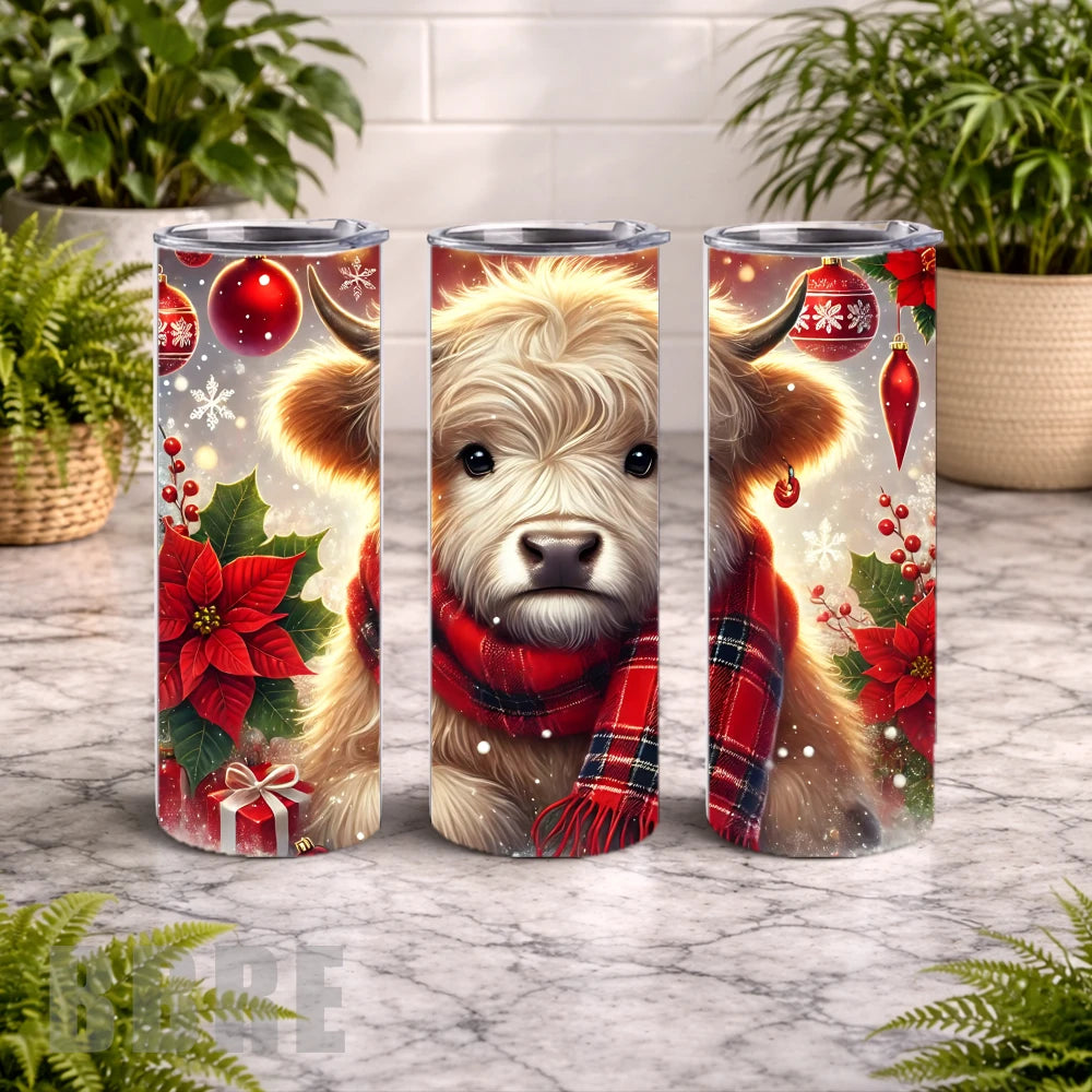 Festive Highland Cow 8 15 OZ Straight Wrap