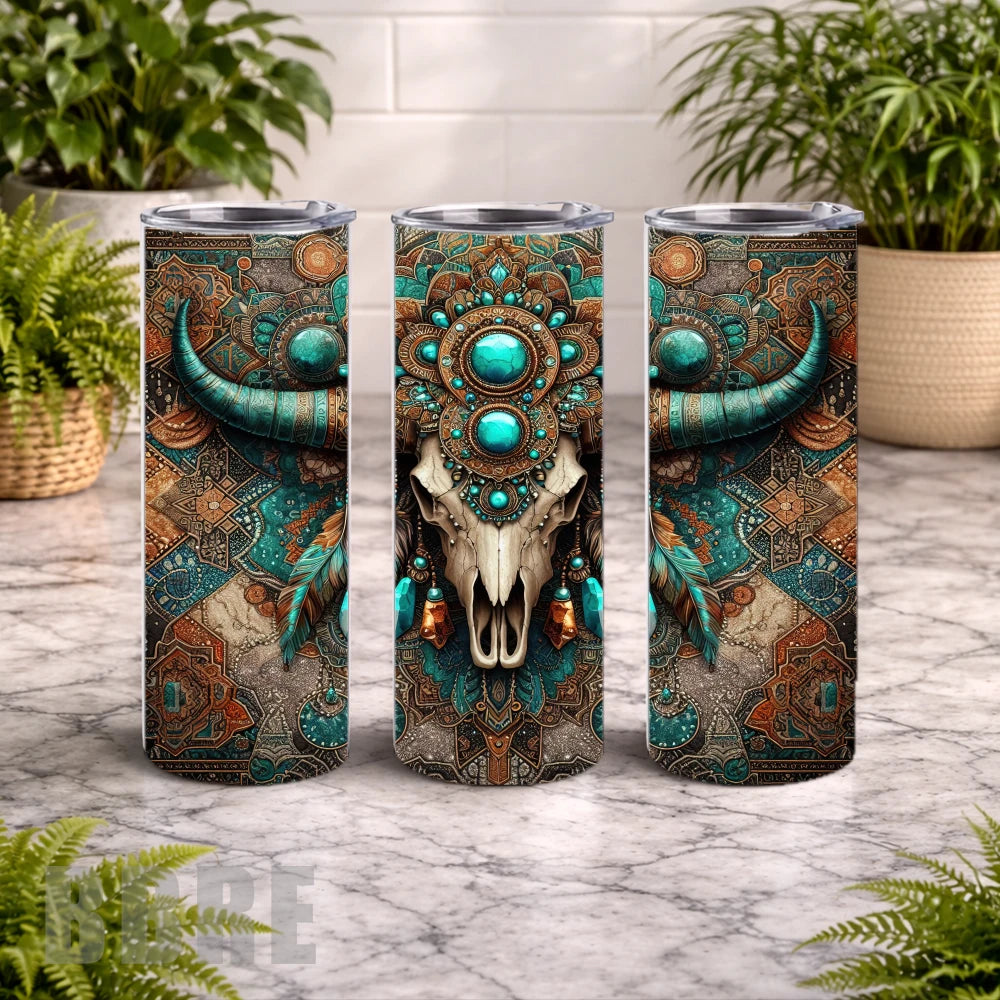 Turquoise Skull 5 15 OZ Straight Wrap