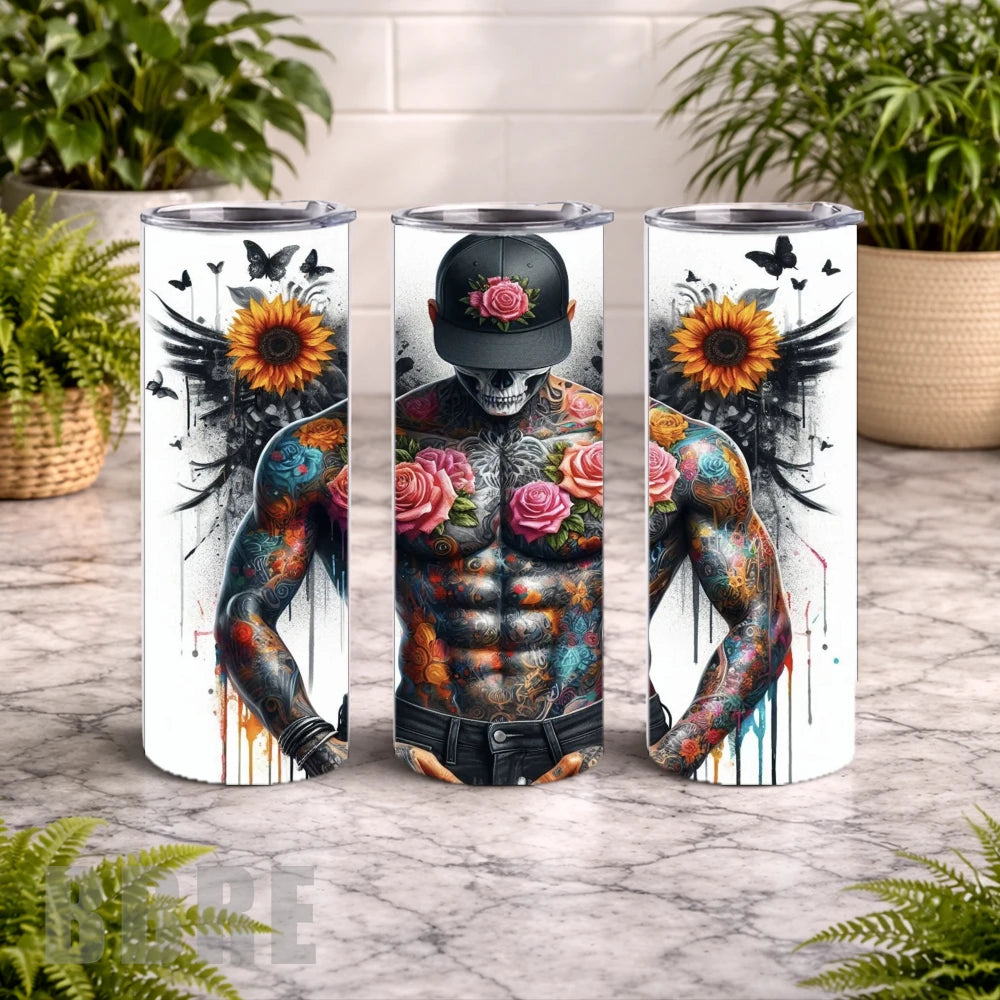 Floral Skull 38 15 OZ Straight Wrap