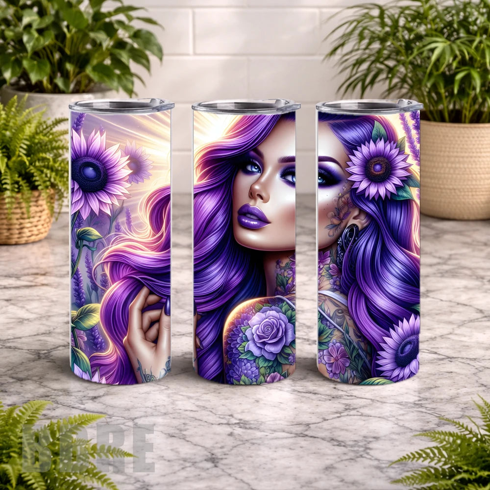 Purple Floral 15 OZ Straight Wrap