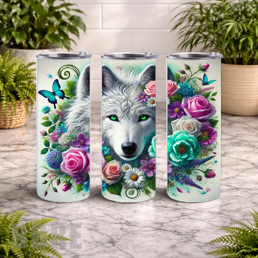 Floral Wolf 15 OZ Straight Wrap