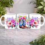 Floral Cowboy Boots Mockup Product Photo