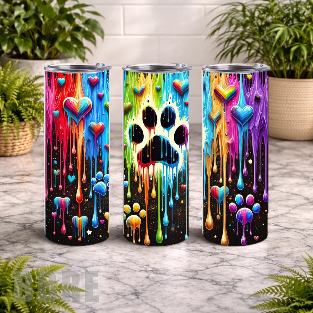 Colorful Paw 20 OZ Wrap Mockup