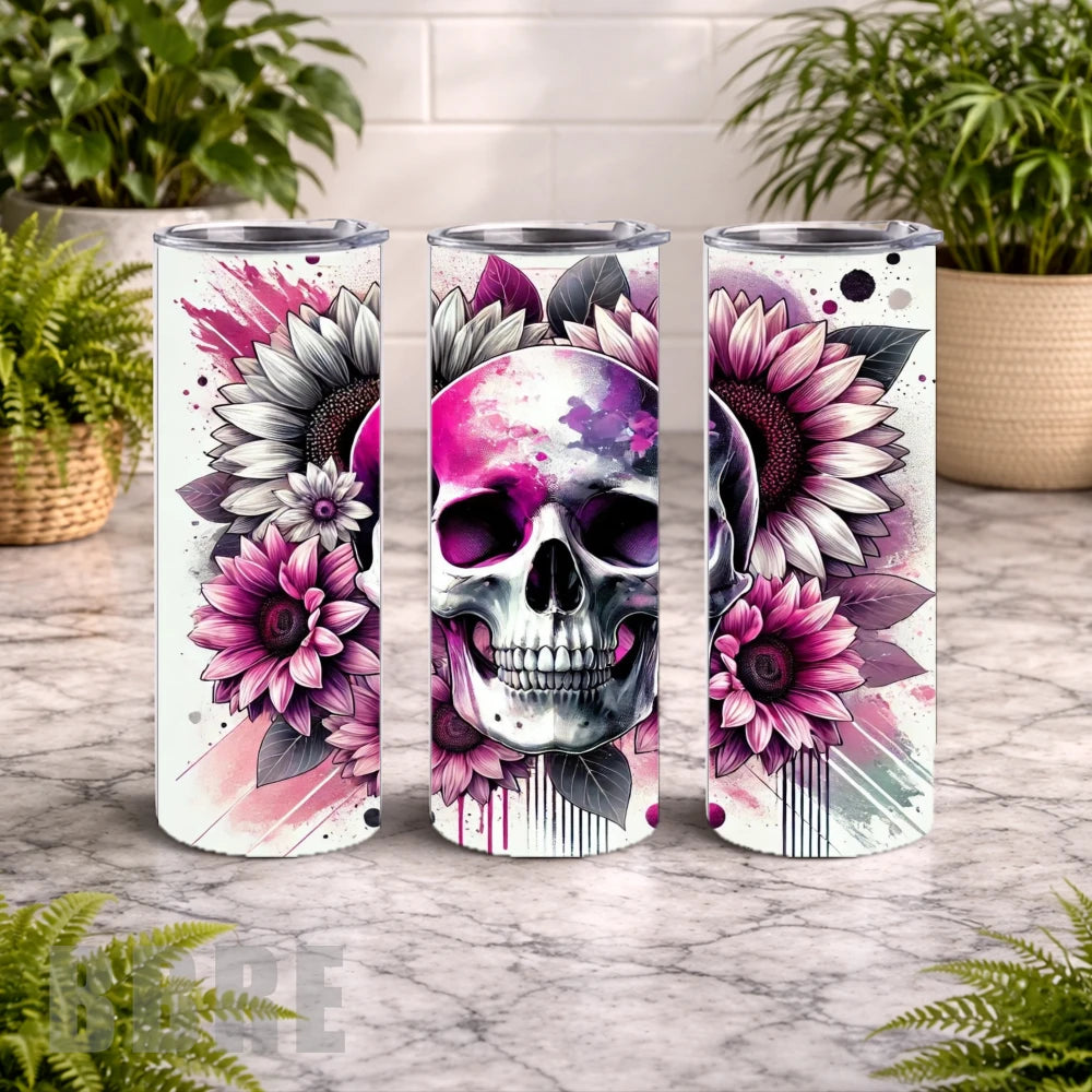 Floral Skull 29 20 OZ Wrap Mockup