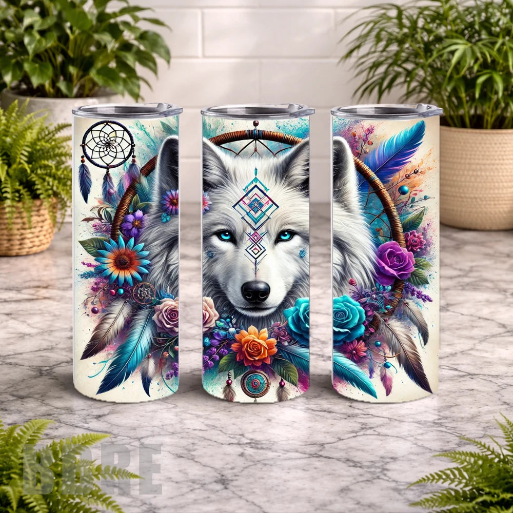 Wolf Dreamcatcher 20 OZ Wrap Mockup