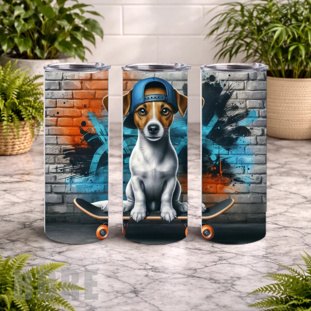 Skateboarding Pup 20 OZ Wrap Mockup