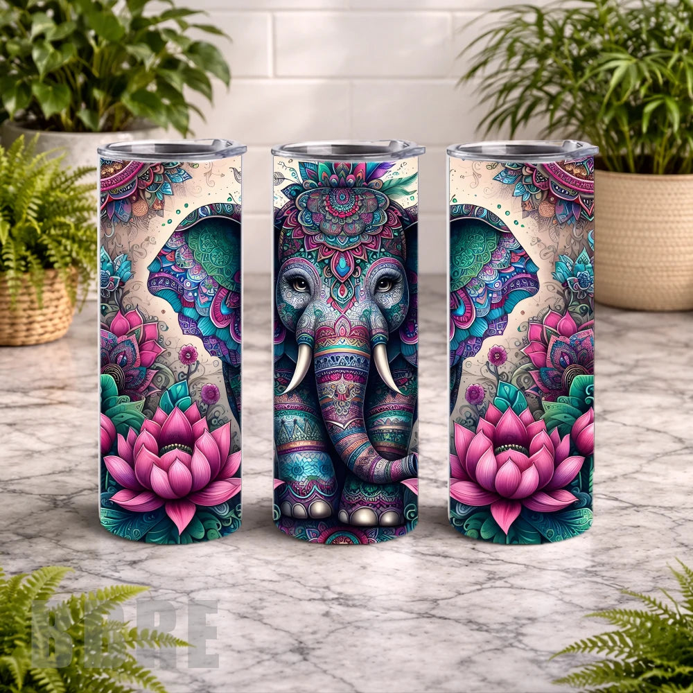Elephant Mandala 20 OZ Wrap Mockup