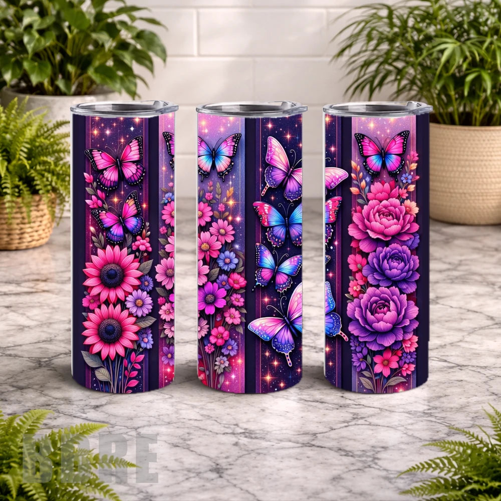 Floral Butterflies 20 OZ Wrap Mockup