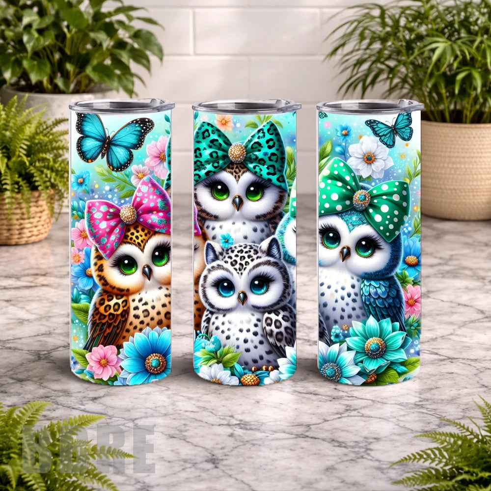 Colorful Owls 20 OZ Wrap Mockup