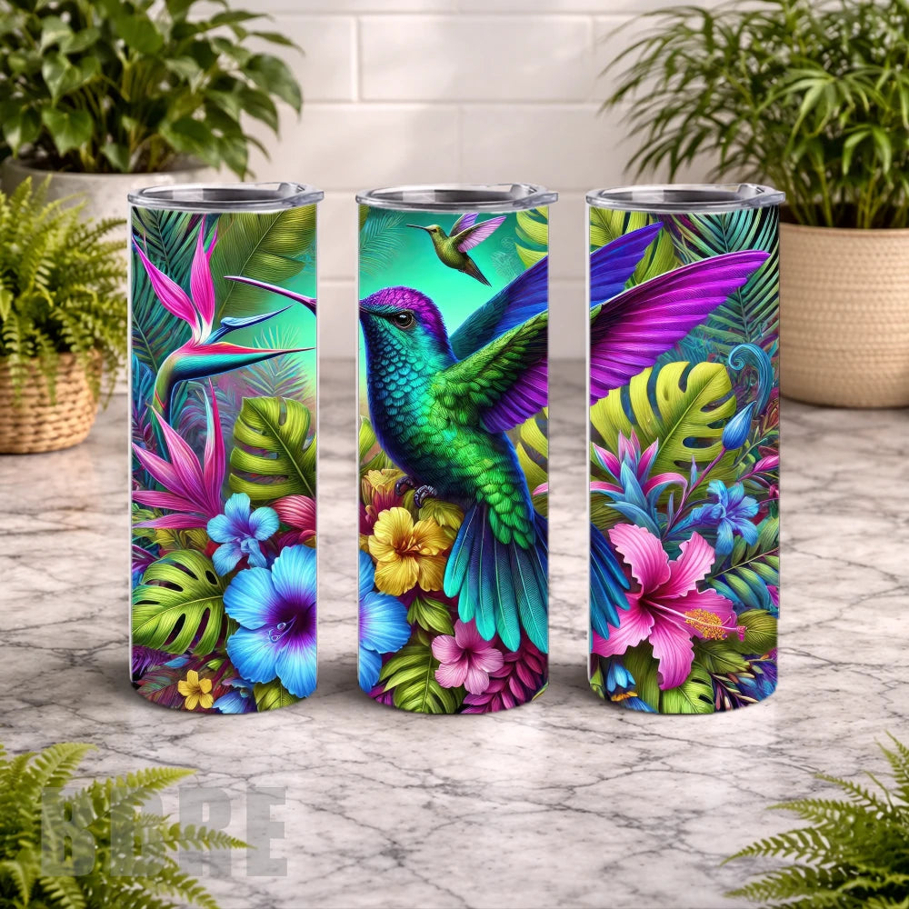 Vibrant Hummingbird 20 OZ Wrap Mockup